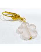 Boucles Quartz Rose Fleur Plaqué or