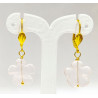 Boucles Quartz Rose Fleur Plaqué or