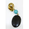 Boucles Onyx Ovale 3 cm Turquoise Pierres Rondes 10mm à Clips