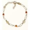 Bracelet Grenat Orange Facetté Mini Arbres de Vie 5mm Argent 925 15 + 5 cm