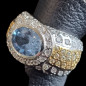 Bague Topaze bleue & Zirconium Argent 925 Taille 52