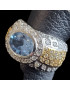 Bague Topaze bleue & Zirconium Argent 925 Taille 52