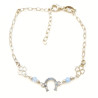 Bracelet Agate Bleue Facetté Fer à Cheval Argent 925 15 + 5 cm