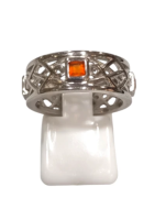 Bague Cornaline Carrée Facettée Argent 925 Ciselé Taille 56