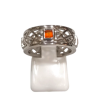 Bague Cornaline Carrée Facettée Argent 925 Ciselé Taille 56
