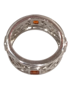 Bague Cornaline Carrée Facettée Argent 925 Ciselé Taille 56