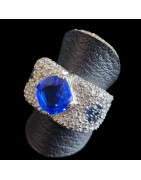 Bague Topaze bleue London & Zirconium Argent 925 Taille 56