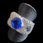 Bague Topaze bleue London & Zirconium Argent 925 Taille 56