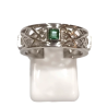 Bague Émeraude Carrée Facettée Argent 925 Ciselé Taille 58
