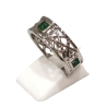 Bague Émeraude Carrée Facettée Argent 925 Ciselé Taille 58