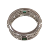 Bague Émeraude Carrée Facettée Argent 925 Ciselé Taille 58