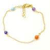 Bracelet Améthyste et Corail Peau d'Ange Turquoise Lapis-lazuli Pierres Rondes 4mm Argent Plaqué Or (Vermeil) 17 + 3 cm
