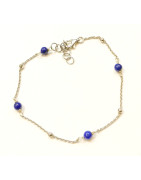 Bracelet Lapis-lazuli Pierres Rondes 4mm Argent 925 17 + 3 cm