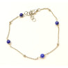 Bracelet Lapis-lazuli Pierres Rondes 4mm Argent 925 17 + 3 cm
