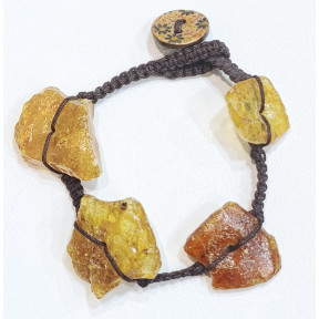 Bracelet Ambre Cognac Baroque sur Cordon