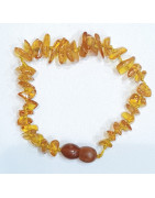 Bracelet Ambre Baltique Light Cognac Baroque avec Fermoir Sécurisé