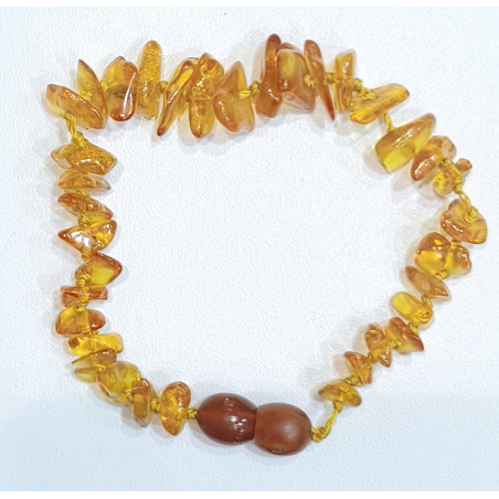 Bracelet Ambre Baltique Light Cognac Baroque avec Fermoir Sécurisé