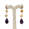 Boucles Améthyste Perle et Citrine Argent 925 Plaqué Or