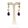 Boucles Améthyste Perle et Citrine Argent 925 Plaqué Or