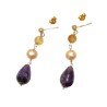 Boucles Améthyste Perle et Citrine Argent 925 Plaqué Or