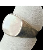 Bague Nacre Style chevalière Argent 925 Taille 67