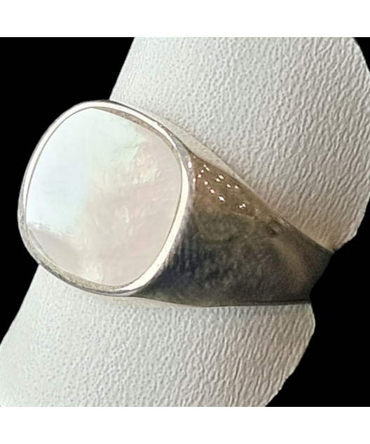 Bague Nacre Style chevalière Argent 925 Taille 67