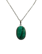 Pendentif Malachite Ovale avec Chaîne Argent 925