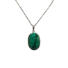 Pendentif Malachite Ovale avec Chaîne Argent 925