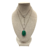 Pendentif Malachite Ovale avec Chaîne Argent 925