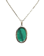 Pendentif Malachite Ovale avec Chaîne Argent 925