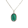 Pendentif Malachite Ovale avec Chaîne Argent 925