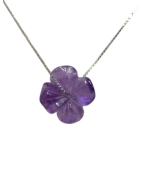 Pendentif Améthyste Fleur avec Chaîne Argent 925