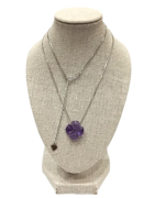 Pendentif Améthyste Fleur avec Chaîne Argent 925