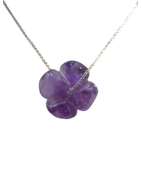 Pendentif Améthyste Fleur avec Chaîne Argent 925