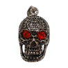 Pendentif Swarovski Rouge Tête de Mort Acier Inox Ciselé