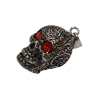 Pendentif Swarovski Rouge Tête de Mort Acier Inox Ciselé