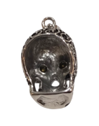 Pendentif Swarovski Rouge Tête de Mort Acier Inox Ciselé