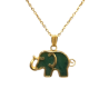 Pendentif Jade Néphrite Éléphant avec Chaîne 40cm Plaqué Or