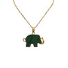 Pendentif Jade Néphrite Éléphant avec Chaîne 40cm Plaqué Or