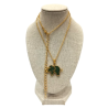 Pendentif Jade Néphrite Éléphant avec Chaîne 40cm Plaqué Or