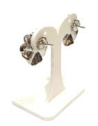 Boucles Swarovski et Bakélite Noir et Argenté Acier Inox