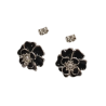 Boucles Swarovski et Bakélite Noir et Argenté Acier Inox