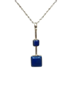 Pendentif Lapis-Lazuli Carrés avec Chaîne 42cm Argent 925