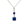 Pendentif Lapis-Lazuli Carrés avec Chaîne 42cm Argent 925