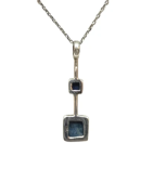 Pendentif Lapis-Lazuli Carrés avec Chaîne 42cm Argent 925