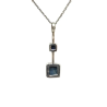Pendentif Lapis-Lazuli Carrés avec Chaîne 42cm Argent 925