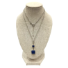 Pendentif Lapis-Lazuli Carrés avec Chaîne 42cm Argent 925