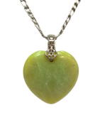 Pendentif Jade de Birmanie Cœur avec Chaîne 49cm Acier Inox