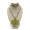 Pendentif Jade de Birmanie Cœur avec Chaîne 49cm Acier Inox
