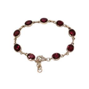 Bracelet Grenat Facetté Serti Argent 925